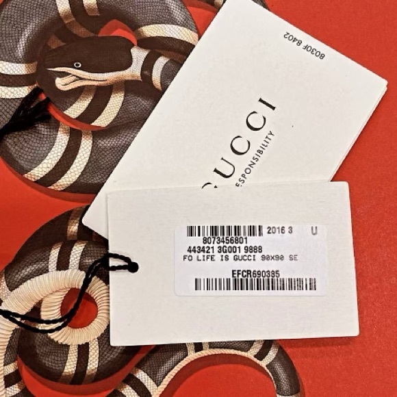 Authentic Gucci Gucci Ghost Rare “Life is Gucci” Silk Scarf - Picture 2 of 12